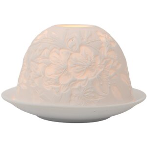 Clayre & Eef Suport Lumânări Porțelan Ø 12x8 cm Alb