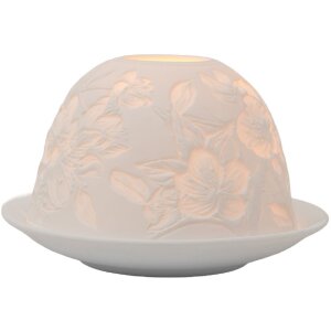 Clayre & Eef Suport Lumânări Porțelan Ø 12x8 cm Alb