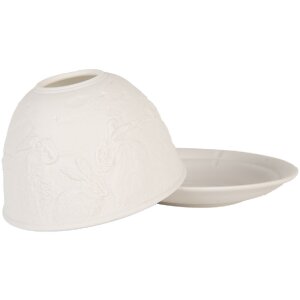 Clayre & Eef Suport Lumânări Porțelan Ø 12x8 cm Alb