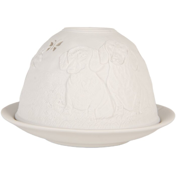 Clayre & Eef Suport Lumânări Votive Ø 12x8 cm Alb