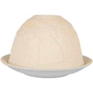 Clayre & Eef Suport Lumânări Votive Ø 12x8 cm Alb