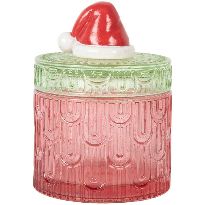 Clayre & Eef 6GL5343 Vorratsglas mit Deckel Rot Grün Ø 9x12 cm