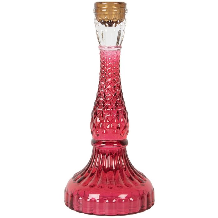 Clayre & Eef Suport Lumânări Sticlă Ø 10x22 cm Roz