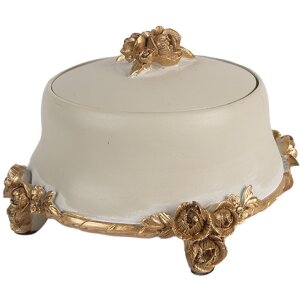 Clayre & Eef Cutie pentru bijuterii Ø 14x9 cm Bej-Auriu Vintage