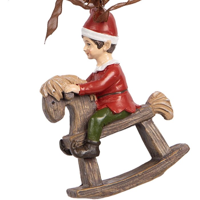 Clayre & Eef 6PR5391 Decorațiune Agățată Copil pe Cal Balansoar 7x3x9 cm