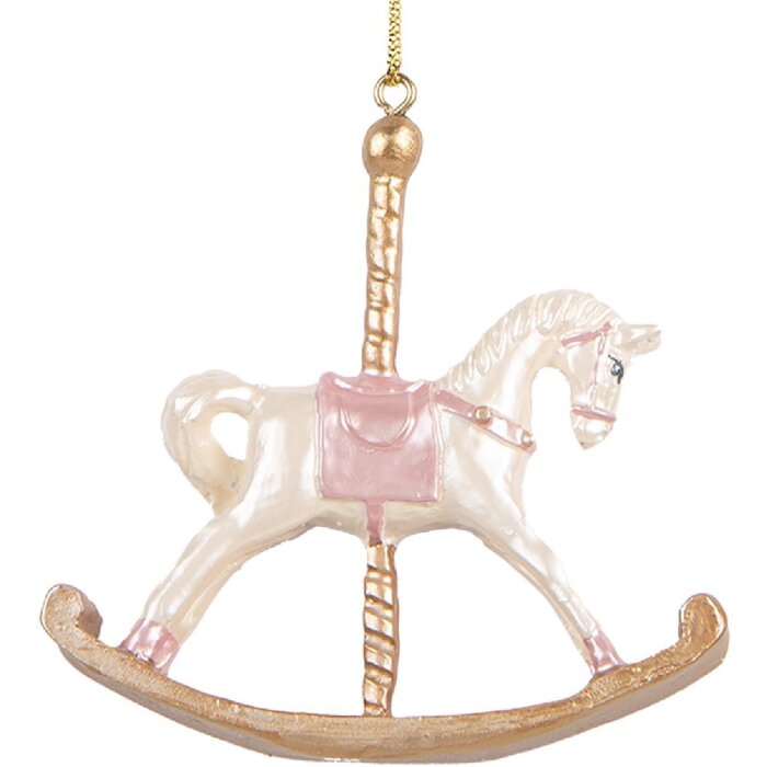 Clayre & Eef 6PR5412 Decorațiune Agățată Calușel Băltăreț Alb și Auriu