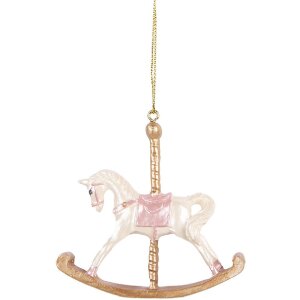 Clayre & Eef 6PR5412 Decorațiune Agățată Calușel Băltăreț Alb și Auriu