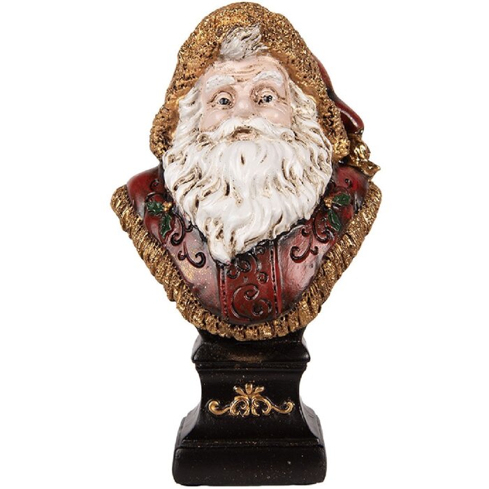 Bust Decorativ Moș Crăciun Clayre & Eef 10x8x17 cm Roșu
