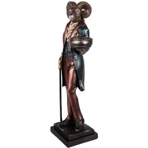 Clayre & Eef 6PR5592 Kerzenständer Schaf 13x10x35 cm Braun und Blau