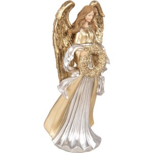 Clayre & Eef 6PR5697 Dekoration Engel 16x13x35 cm Gold Silberfarben