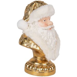 Clayre & Eef 6PR5699 Dekoration Büste Weihnachtsmann 23x15x32 cm Weiß-Goldfarbig