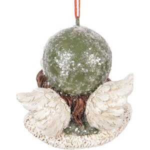 Clayre & Eef 6PR5705 Dekoration Hänger Engel 7x7x7 cm Grün und Beige