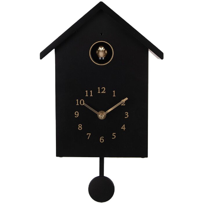 Clayre & Eef 6KL0838Z Wanduhr 20x10x26 cm Schwarz 3xAA Batteriebetrieb