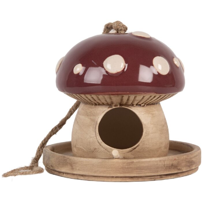 Clayre & Eef 6CE2319 Dekoration Vogelhaus beige-rot 13x13 cm