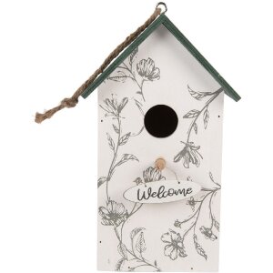 Clayre & Eef Căsuță pentru păsări 15x10x22 cm Alb Verde