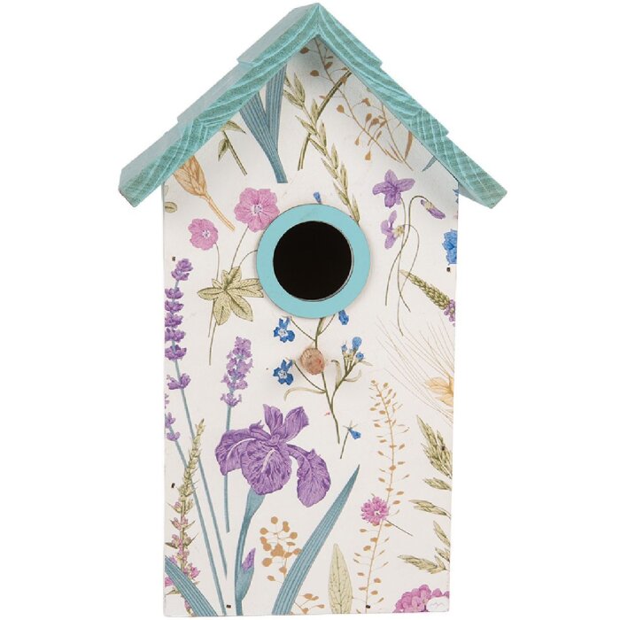 Clayre & Eef 6H2451 Vogelhaus 15x10x22 cm Weiß-Türkis