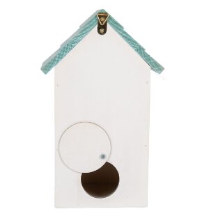 Clayre & Eef 6H2451 Vogelhaus 15x10x22 cm Weiß-Türkis
