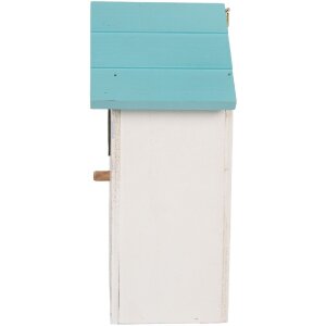 Clayre & Eef 6H2451 Vogelhaus 15x10x22 cm Weiß-Türkis