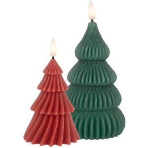 Clayre & Eef 6CA0005 Kerze mit LED Ø 8x13 cm Weihnachtsbaum