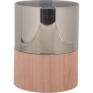 Clayre & Eef 6CA0007 Teelichthalter LED Ø 8x10 cm 3xAAA Braun