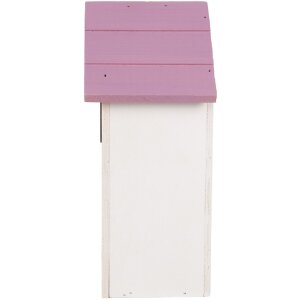 Clayre & Eef Căsuță pentru păsări 15x10x22 cm Lemn Alb-Roz