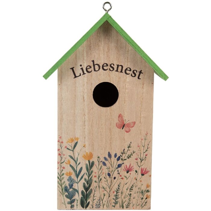 Clayre & Eef 6H2453 Vogelhaus 14x10x23 cm Weiß Grün