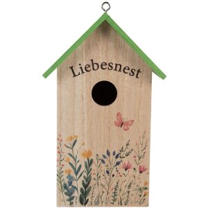 Clayre & Eef 6H2453 Vogelhaus 14x10x23 cm Weiß Grün