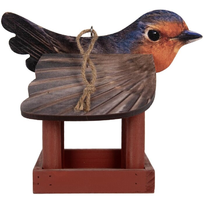 Clayre & Eef 6H2455 Vogelfutterhaus 17x25x21 cm Rot Braun