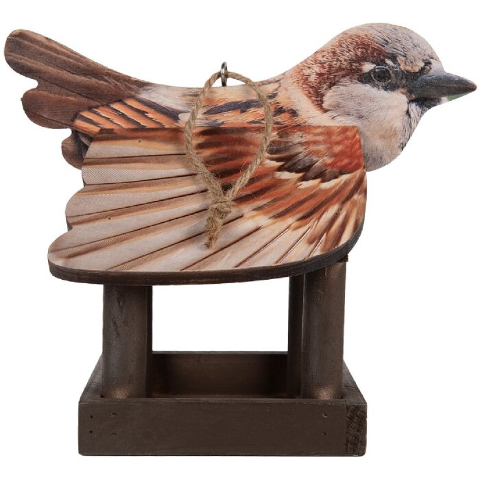Clayre & Eef 6H2456 Vogelfutterhaus 17x25x21 cm Braun-Beige