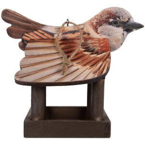 Clayre & Eef 6H2456 Vogelfutterhaus 17x25x21 cm Braun-Beige