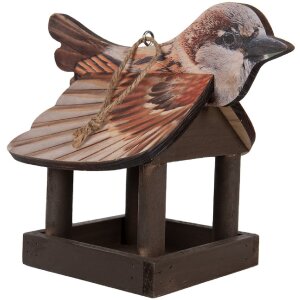 Clayre & Eef 6H2456 Vogelfutterhaus 17x25x21 cm Braun-Beige