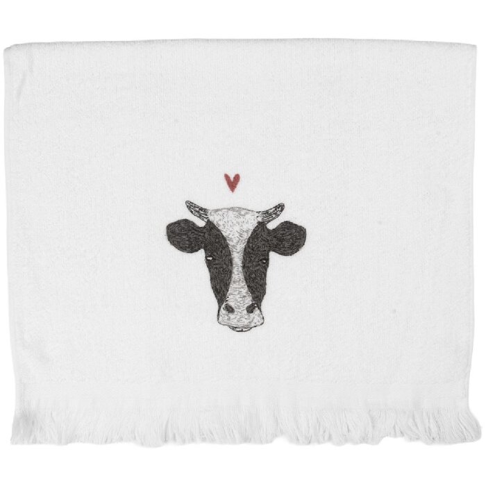 Clayre & Eef CT036 Gästetuch 40x66 cm Weiß mit schwarzem Muster