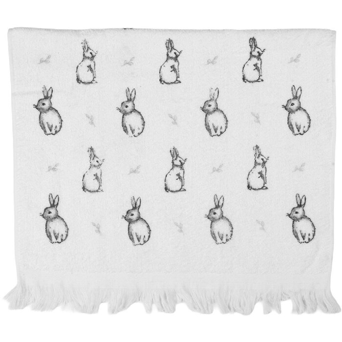 Clayre & Eef CTBNS-1 Gästetuch 40x66 cm Weiß-Grau