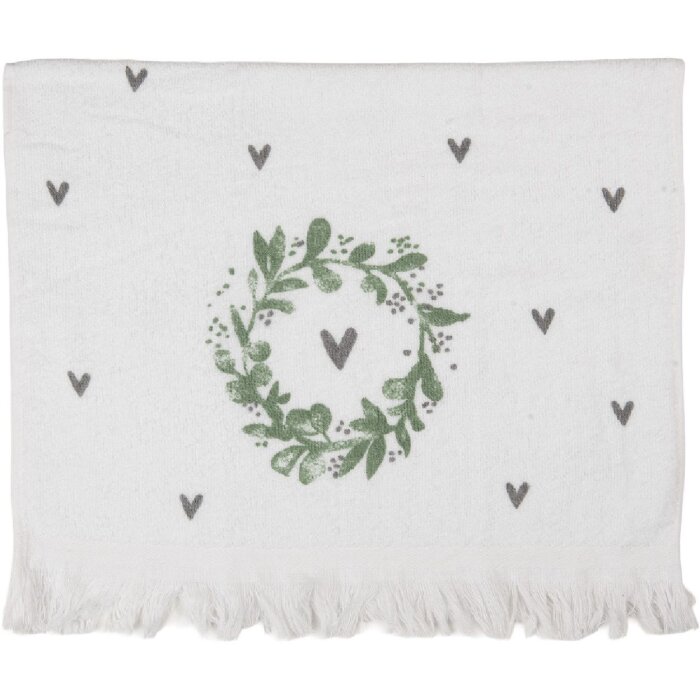 Clayre & Eef CTLNL Prosop pentru oaspeți 40x66 cm Alb cu Verde