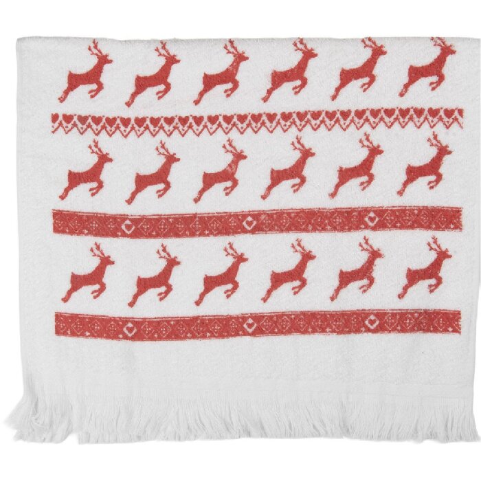 Clayre & Eef CTNOC-1 Gästetuch 40x66 cm Weiß mit roter Bordüre