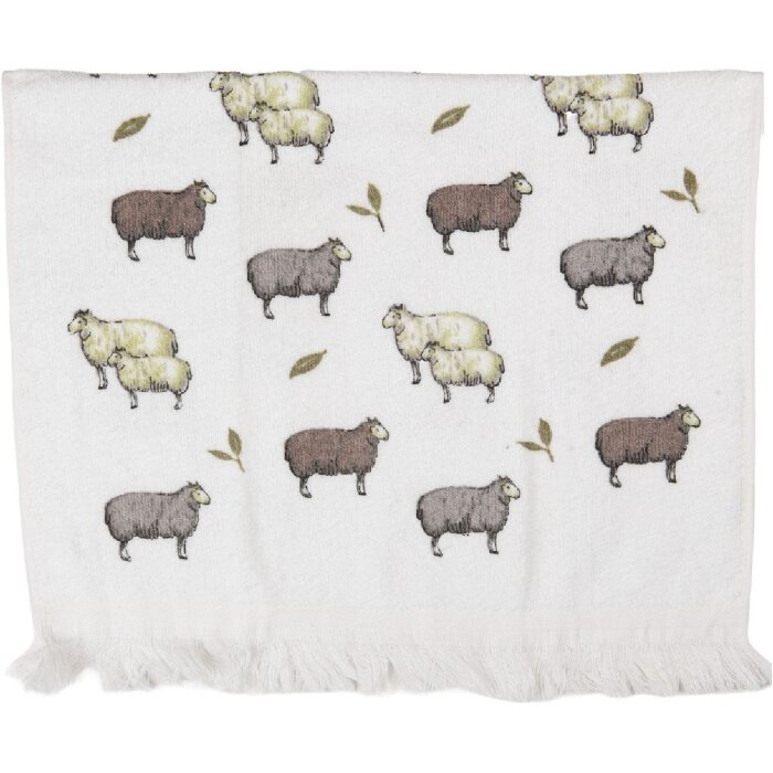 Clayre & Eef Prosop pentru oaspeți 40x66 cm Alb/Maro