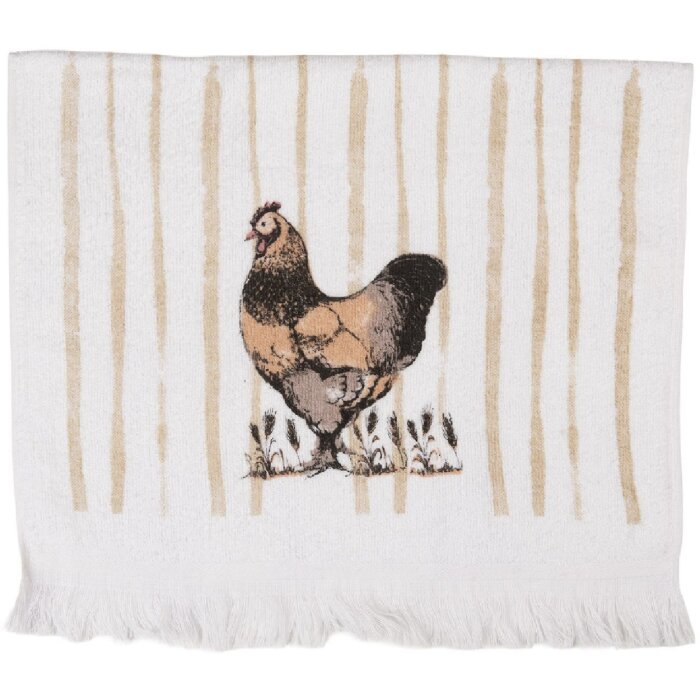 Clayre & Eef CTRFL-1 Prosop pentru oaspeți 40x66 cm Alb și Maro