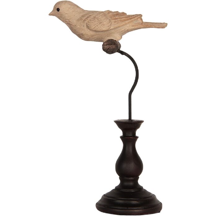 Clayre & Eef Decorațiune Pasăre Bej Maro 12x7x21 cm