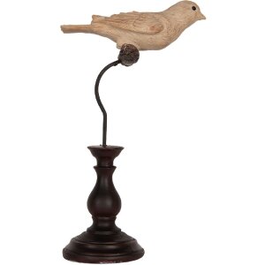 Clayre & Eef Decorațiune Pasăre Bej Maro 12x7x21 cm