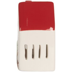 Clayre & Eef 6CE2177M Dekoration Haus mit LED 6x5x10 cm Weiß Rot