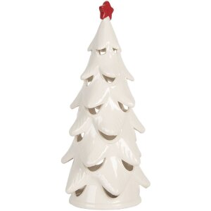 Clayre & Eef 6CE2178M Dekoration Weihnachtsbaum mit LED Ø 11x25 cm Weiß/Rot