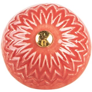 Clayre & Eef 66273 Türknopf rot-beige Ø 4x3 cm