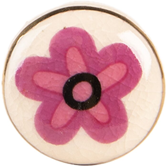 Clayre & Eef 66276 Mâner Ușă Ceramic Bej Roz Ø 3 cm