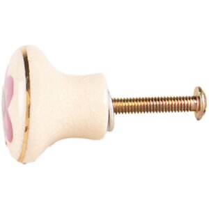 Clayre & Eef 66276 Mâner Ușă Ceramic Bej Roz Ø 3 cm