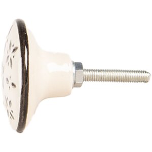 Clayre & Eef Buton Ușă Ceramic Ø 4x3 cm Bej-Negru