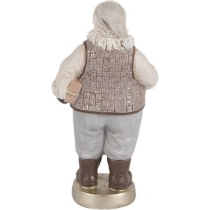 Clayre & Eef 6PR5521 Figurină Moș Crăciun 8x6x15 cm Bej/Gri