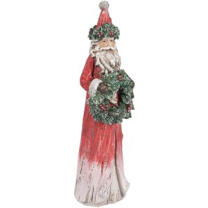 Clayre & Eef 6PR5527 Decorațiune Moș Crăciun Roșu și Verde 7x6x24 cm