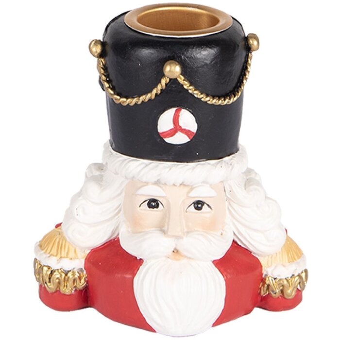 Clayre & Eef 6PR5540 Kerzenständer Nussknacker 8x6x9 cm Rot und Weiß