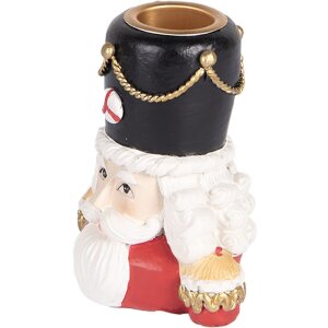 Clayre & Eef 6PR5540 Kerzenständer Nussknacker 8x6x9 cm Rot und Weiß