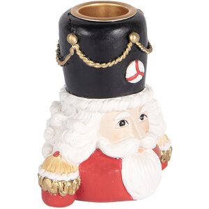 Clayre & Eef 6PR5540 Kerzenständer Nussknacker 8x6x9 cm Rot und Weiß